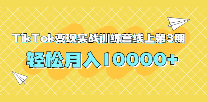 龟课TikTok变现实战训练营线上第3期，轻松月入10000+