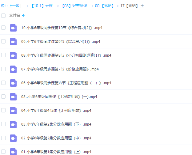 好芳法课堂：王昆仑小学数学6年级同步课程