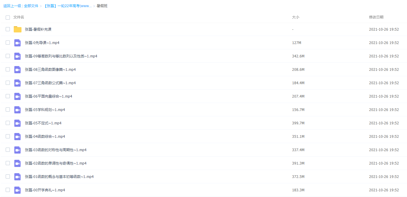 2022高途高考数学张磊一轮暑假视频课程