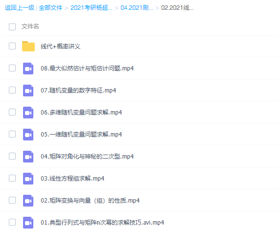2021考研数学杨超冲刺密训班冲刺课程