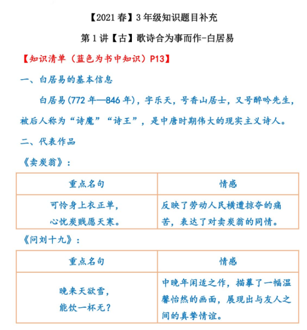 学而思杨惠涵老师2021语文三年级直播班，教学视频全集知识点教材