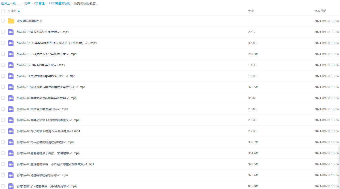 2021有道精品课张志浩历史高考黑马班视频课程