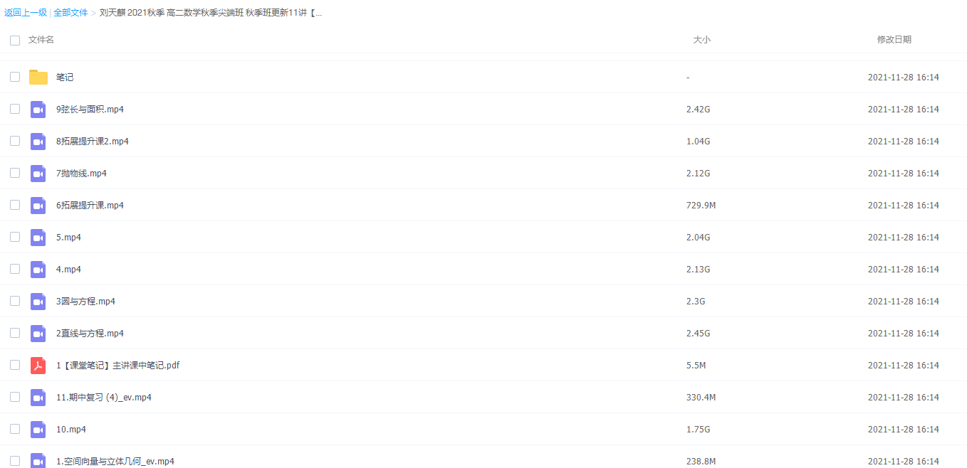 刘天麒 2021秋季高二数学秋季尖端班秋季班更新11讲