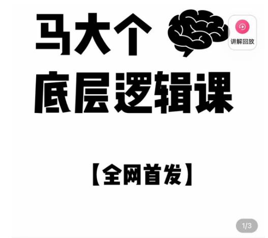 马大个·底层逻辑课，51节底层逻辑智慧课-价值1980元