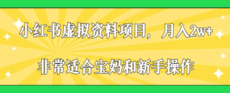 小红书虚拟资料项目，月入2w+，非常适合宝妈和新手操作【揭秘】