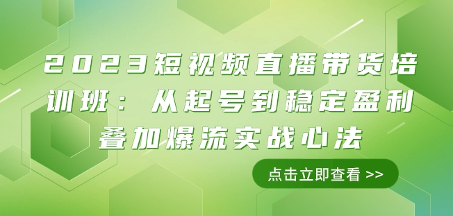 2023短视频直播带货培训班：从起号到稳定盈利叠加爆流实战心法（11节课）