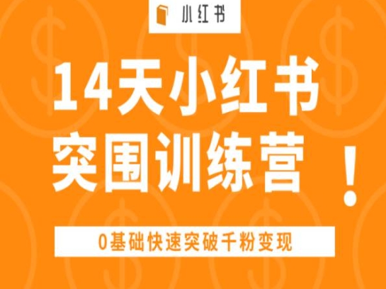 14天小红书突围训练营 ，0基础快速突破千粉变现